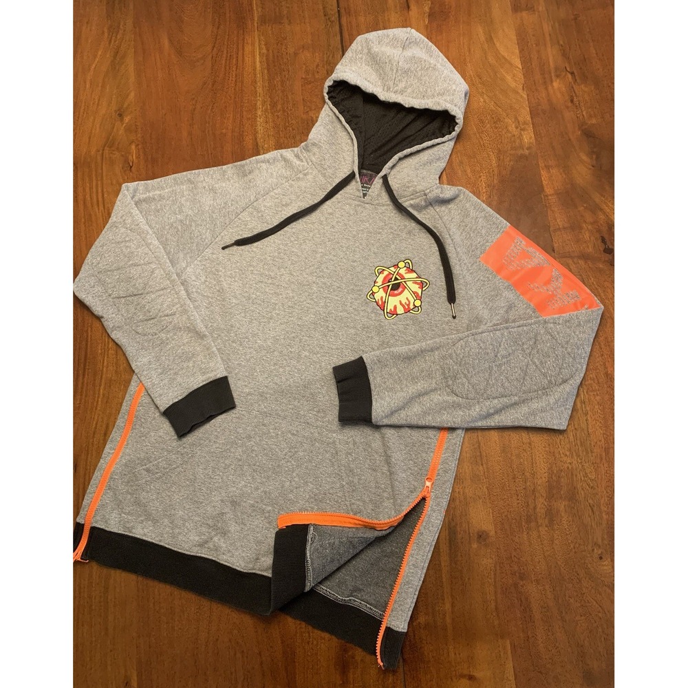 MNWKA NYC Eyeball Hoodie Mens Medium Keep Watch Big Eye Side Zip Gray Sweatshirt